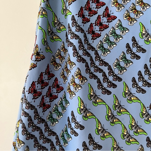 Urban Outfitters Monarch Butterfly Blue & Colorful Rainbow Modest Midi Skirt L - Picture 10 of 16